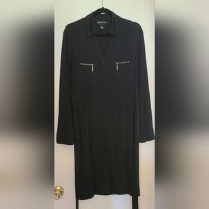 INC Long sleeve black dress